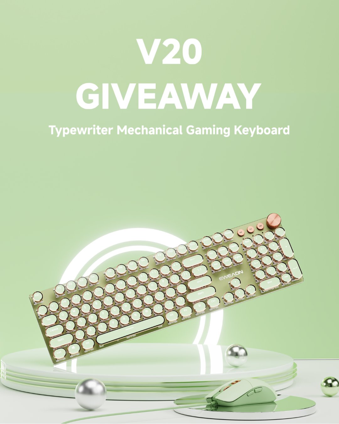 EWEADN V20 Typewriter Keyboard GIVEAWAY